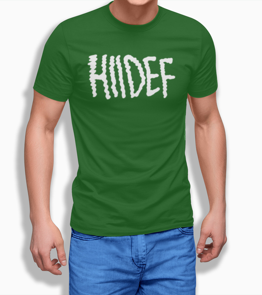 Hdi Hiidef White Text on Green Background T-Shirt