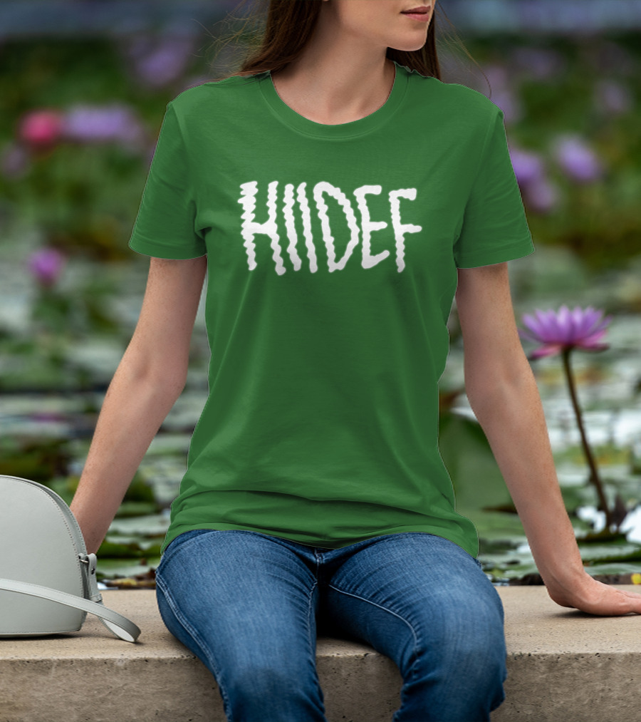 Hdi Hiidef White Text On Green Background T-Shirt