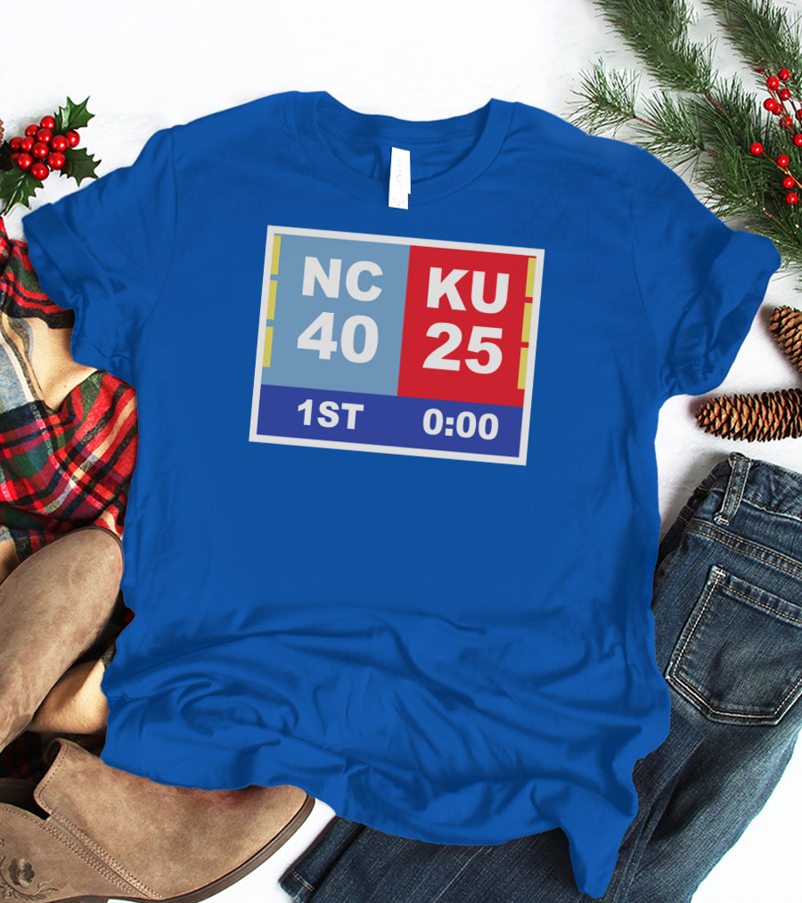 NC 40 KU 25 Scoreboard 1st Half 0:00 Classic Ks Comeback T-Shirt