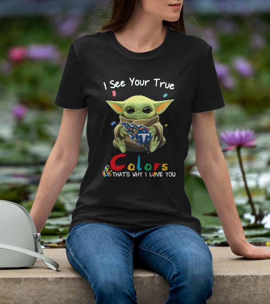 I See Your True Colors That's Why I Love You Tennessee Titans Baby Yoda Puzzle T-Shirt