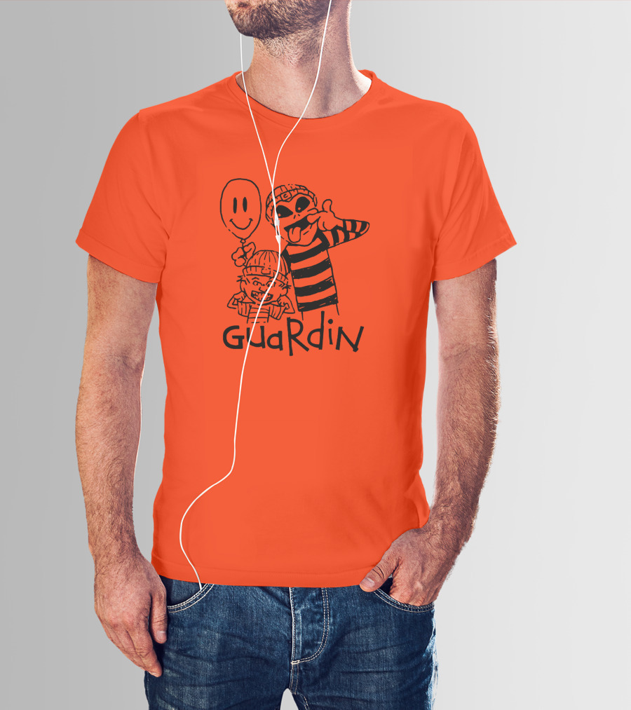 Calvin And Hobbs Guardin Graffiti Style Mischief Balloon T-Shirt