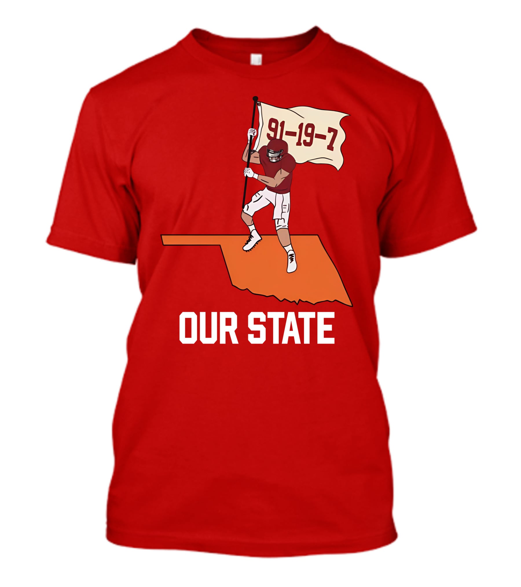 Our State 91-19-7 Football Player Flag Oklahoma T-Shirt