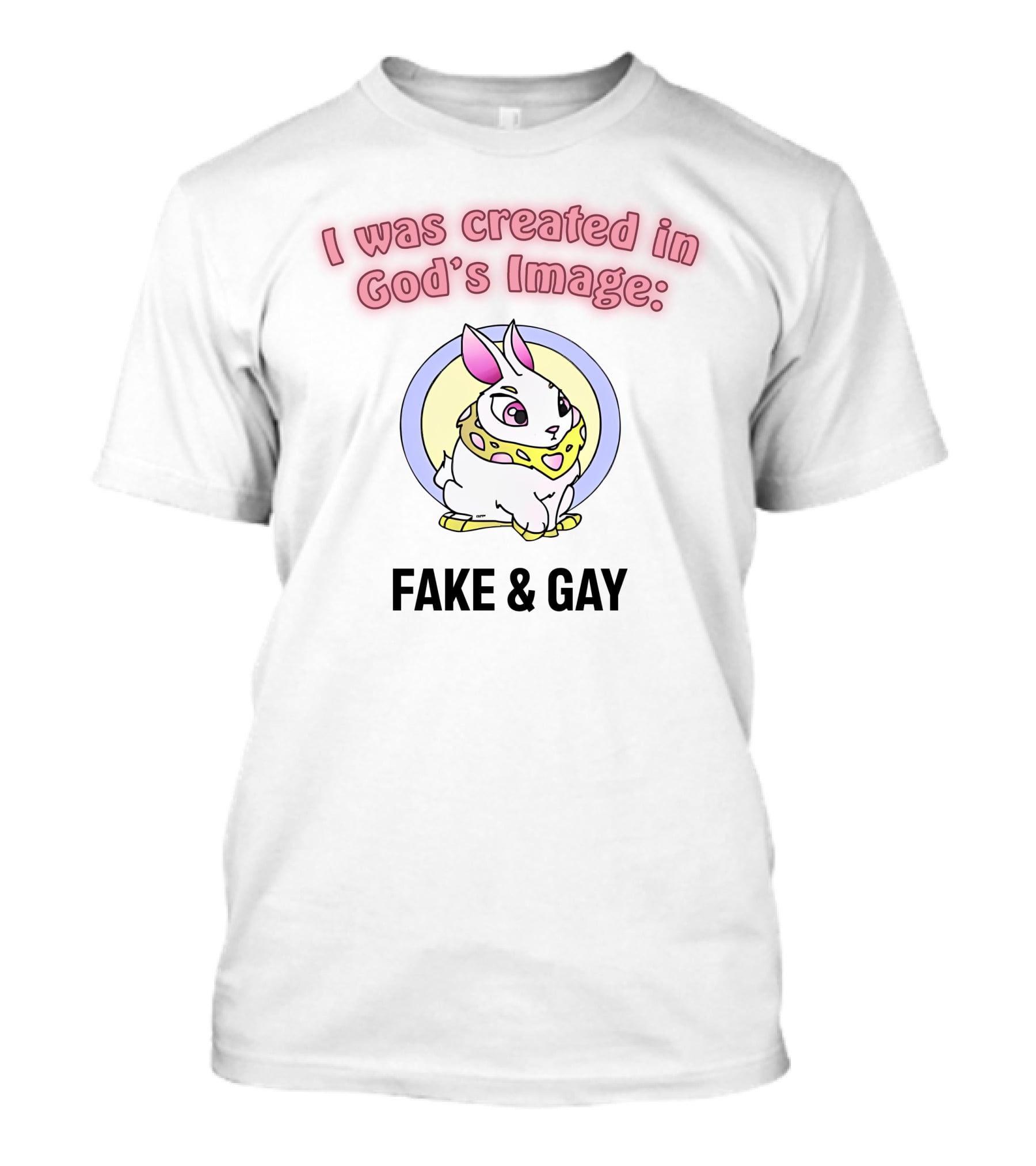 I Was Created In God's Image: Fake And Gay With Cute Rabbit T-Shirt