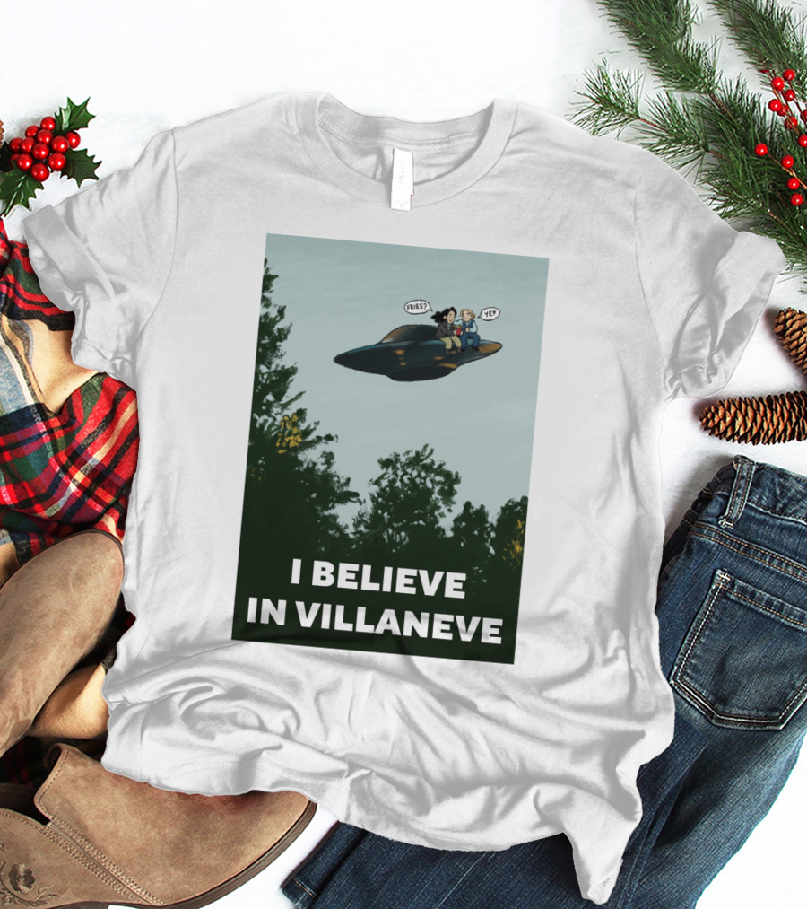 I Believe In Villaneve Trees UFO Scully Mulder Speech Bubbles T-Shirt