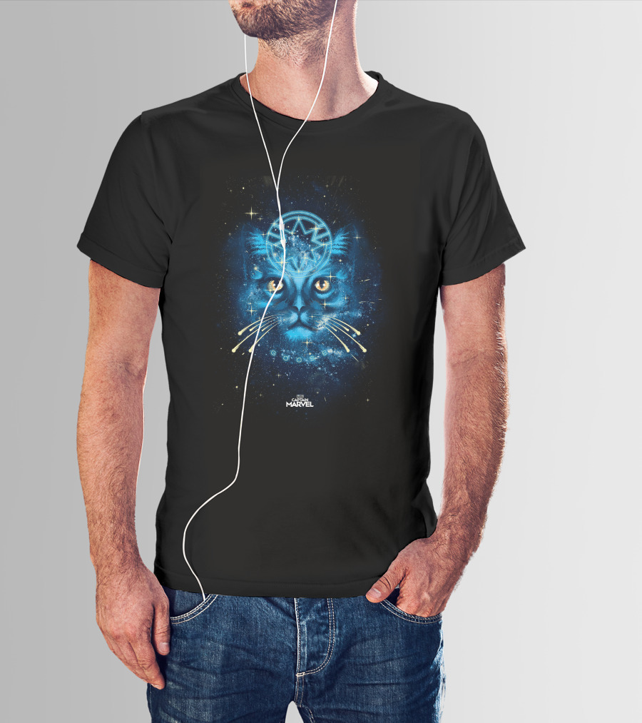 Captain Marvel Goose Cat Starry Blue Cosmic T-Shirt