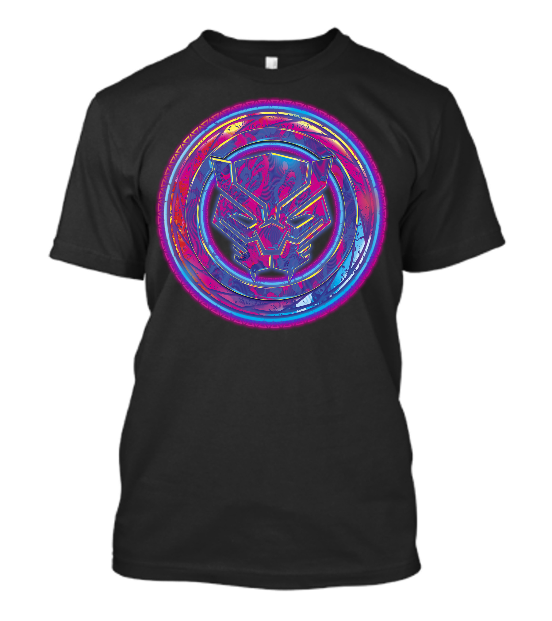 Marvel Black Panther Vibrant Neon Panther Head Emblem T-Shirt