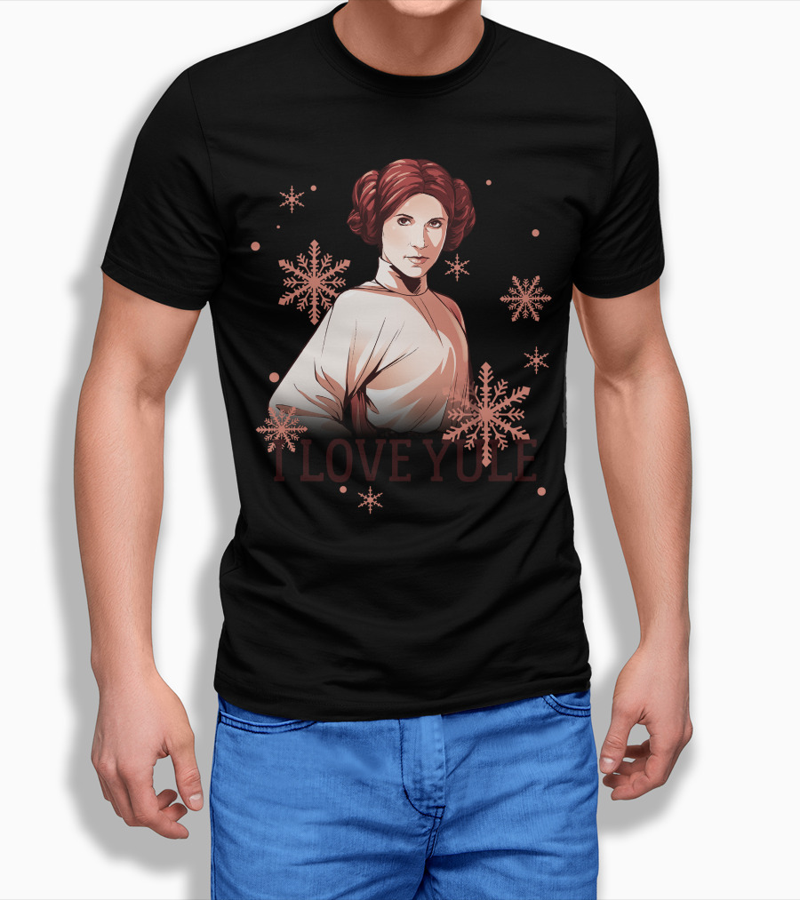 Star Wars Leia I Love Yule Christmas Snowflake Iconic Princess T-Shirt