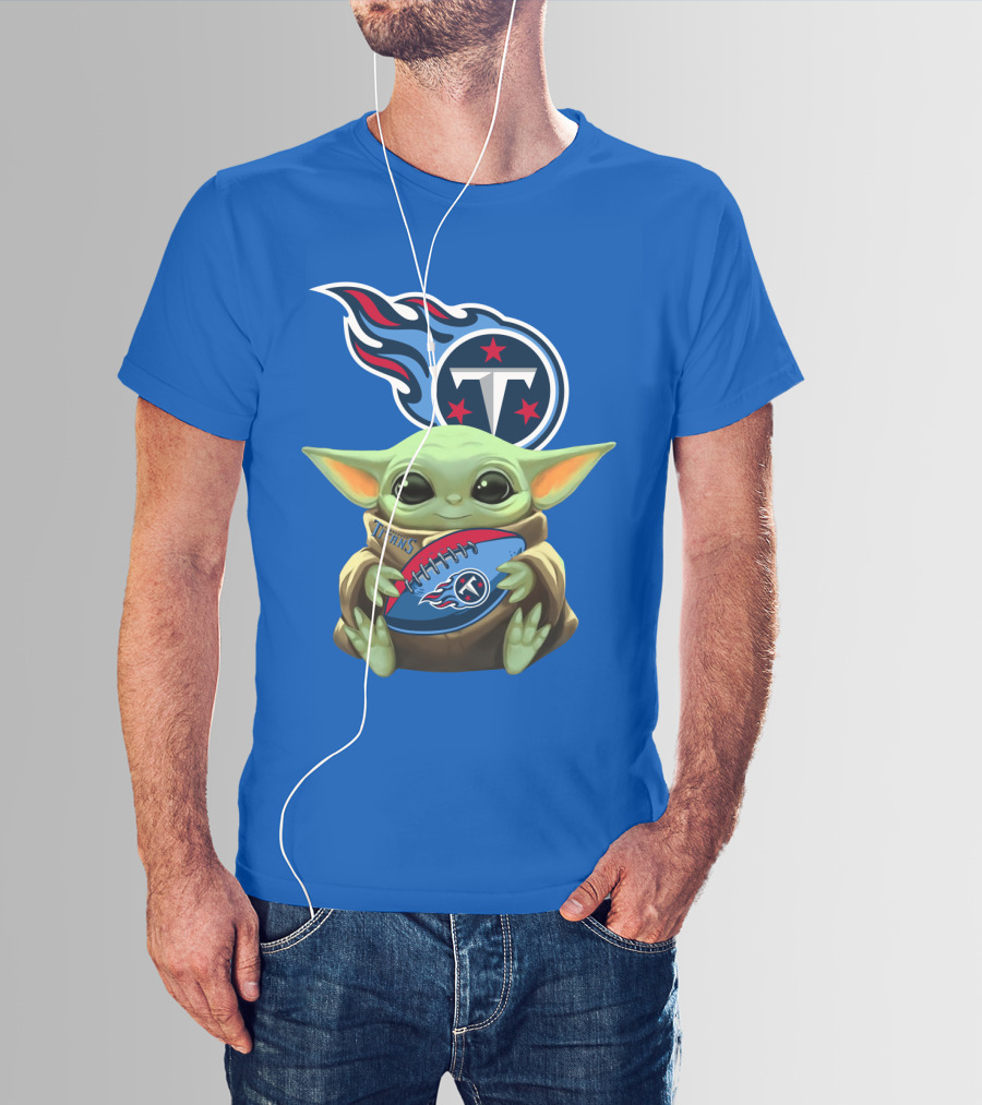 Tennessee Titans Baby Yoda Football T-Shirt