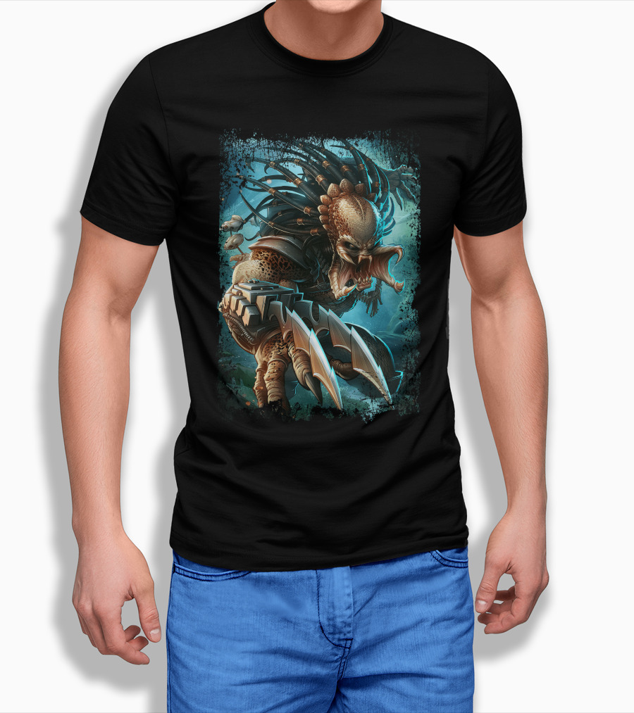 Predator Alien Sci-Fi Creature With Dreadlocks And Blades T-Shirt