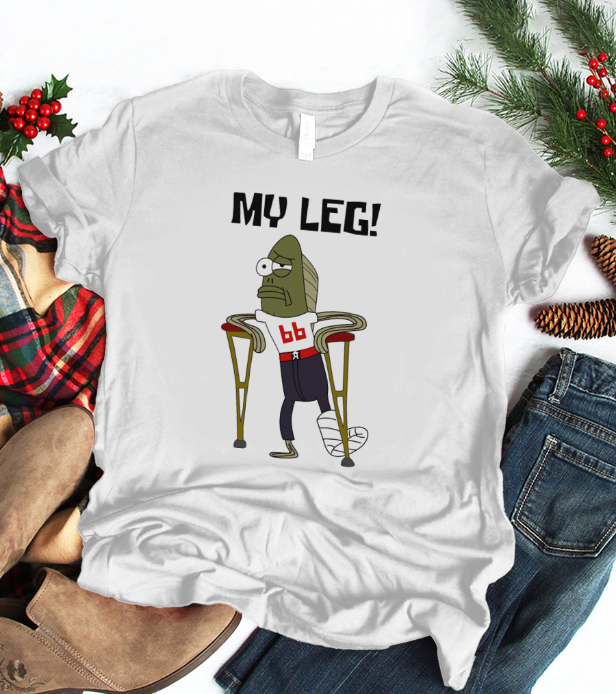 SpongeBob My Leg Iconic Character 66 Crutches Injured Gag T-Shirt