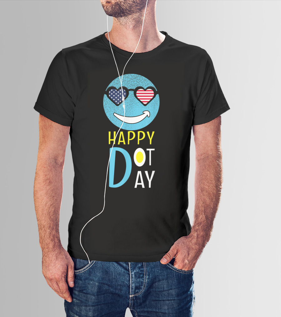 Happy International Dot Day September Smile American Flag Sunglasses T-Shirt