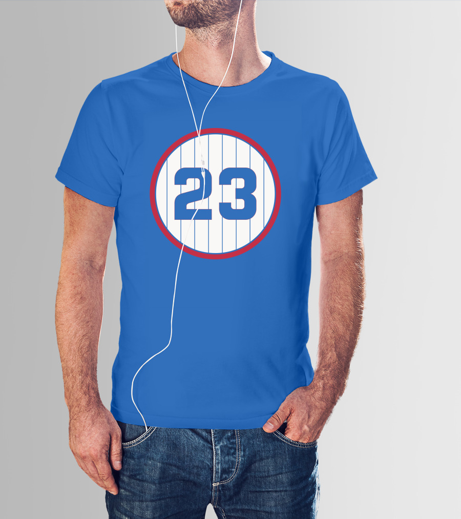 Harry Caray 23 Baseball Number Circle Blue Pinstripe T-Shirt