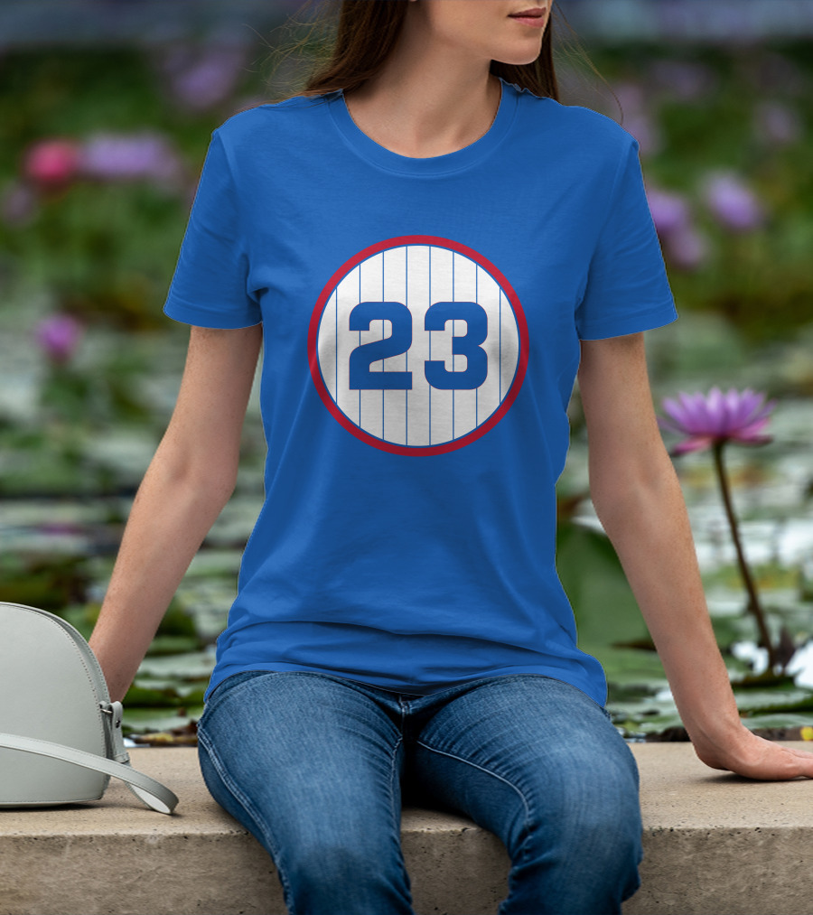 Harry Caray 23 Baseball Number Circle Blue Pinstripe T-Shirt