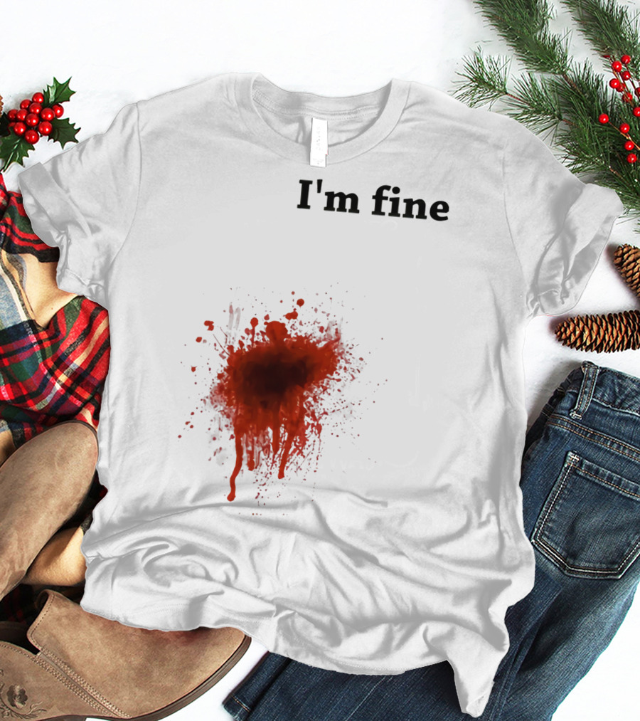 I'm Fine Bloody Zombie Bite Scary Halloween T-Shirt