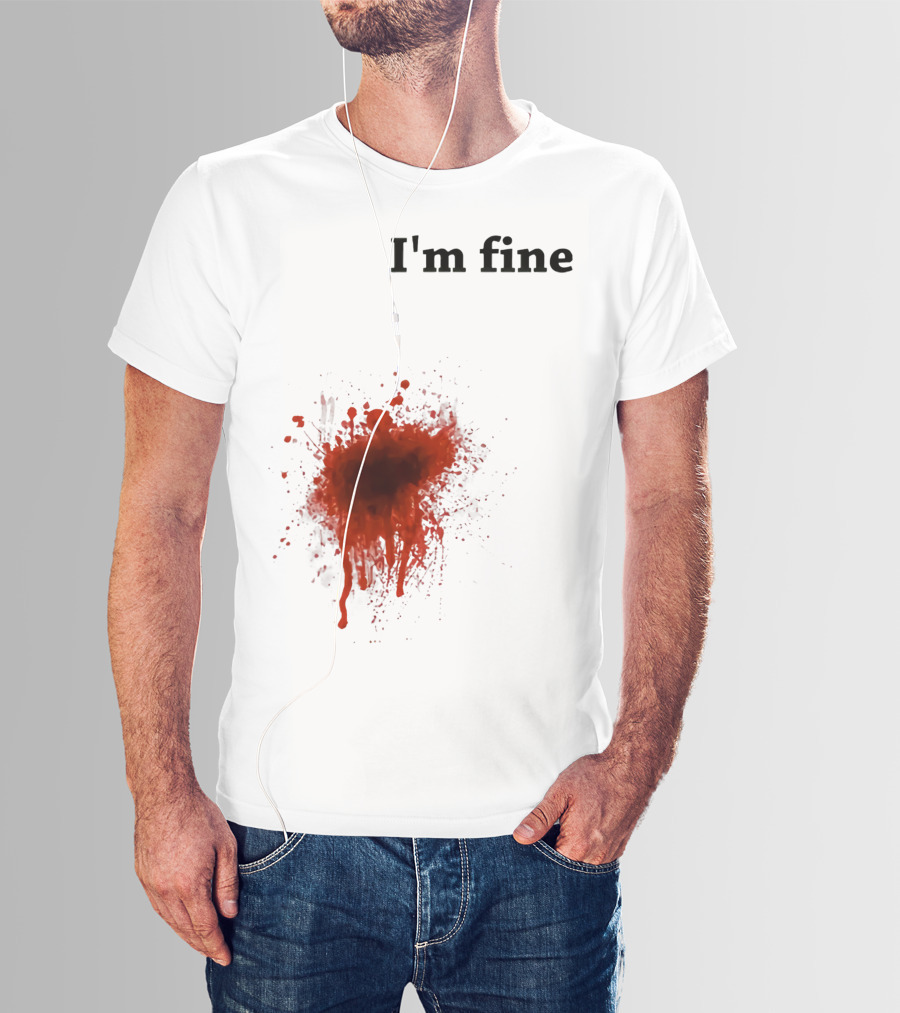 I'm Fine Bloody Zombie Bite Scary Halloween T-Shirt