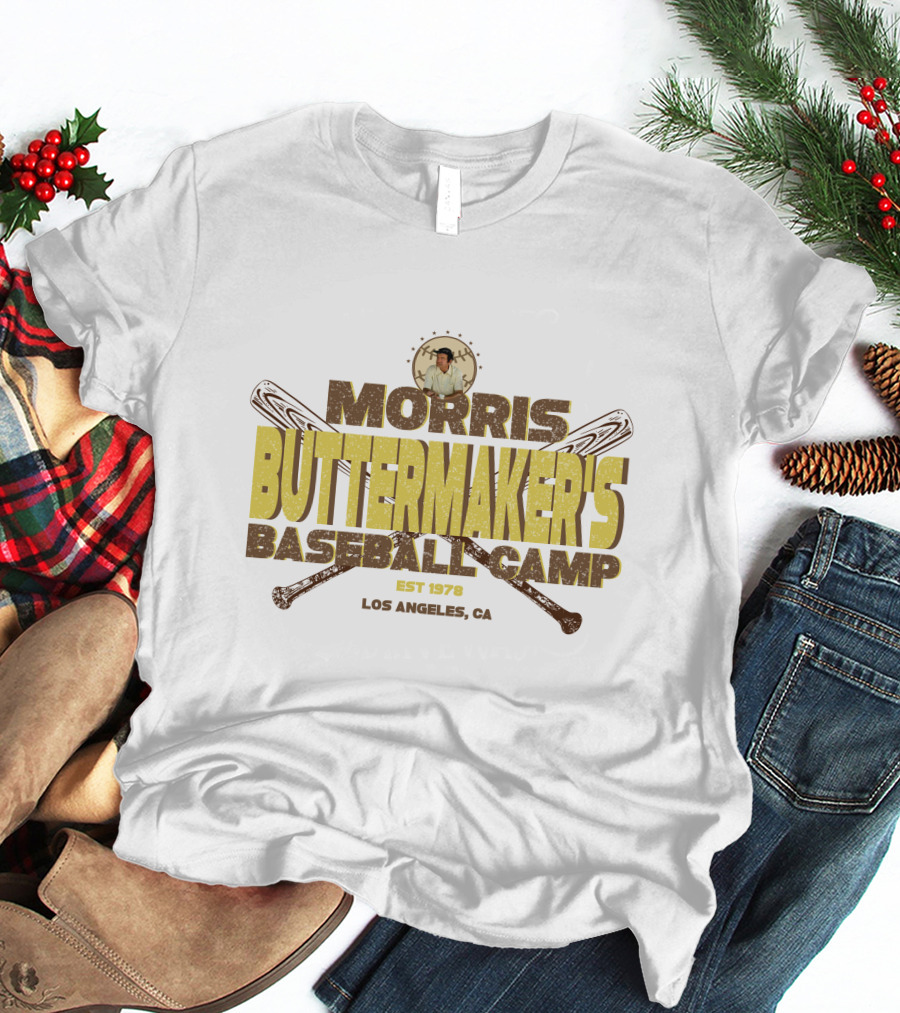 Morris Buttermaker's Baseball Camp Est 1978 Los Angeles CA Vintage Bat T-Shirt
