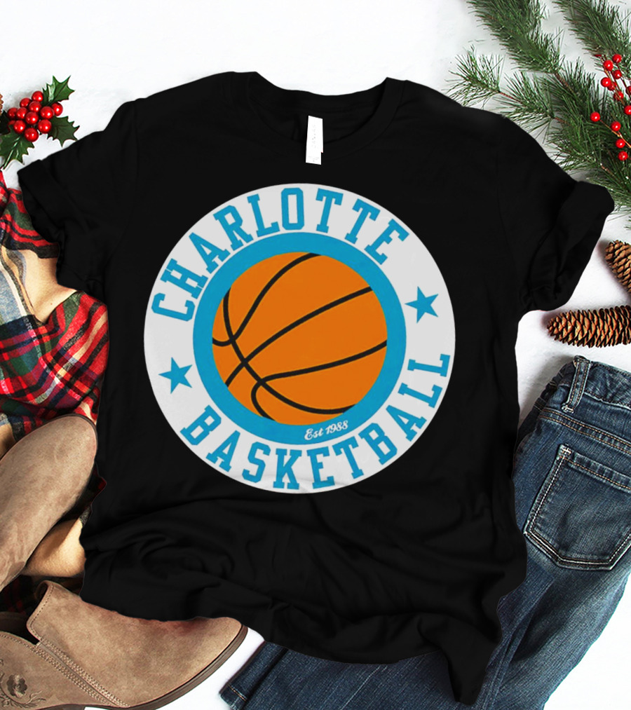 Charlotte Basketball Est 1988 Logo Vintage Style Circle Emblem T-Shirt