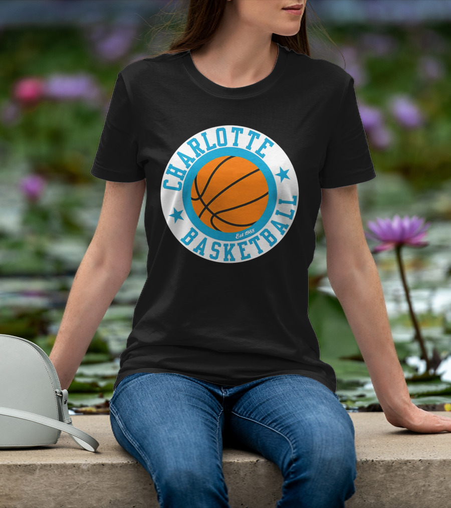 Charlotte Basketball Est 1988 Logo Vintage Style Circle Emblem T-Shirt