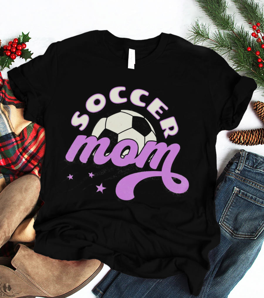 Soccer Mom Retro Style With Soccer Ball And Stars T-Shirt
