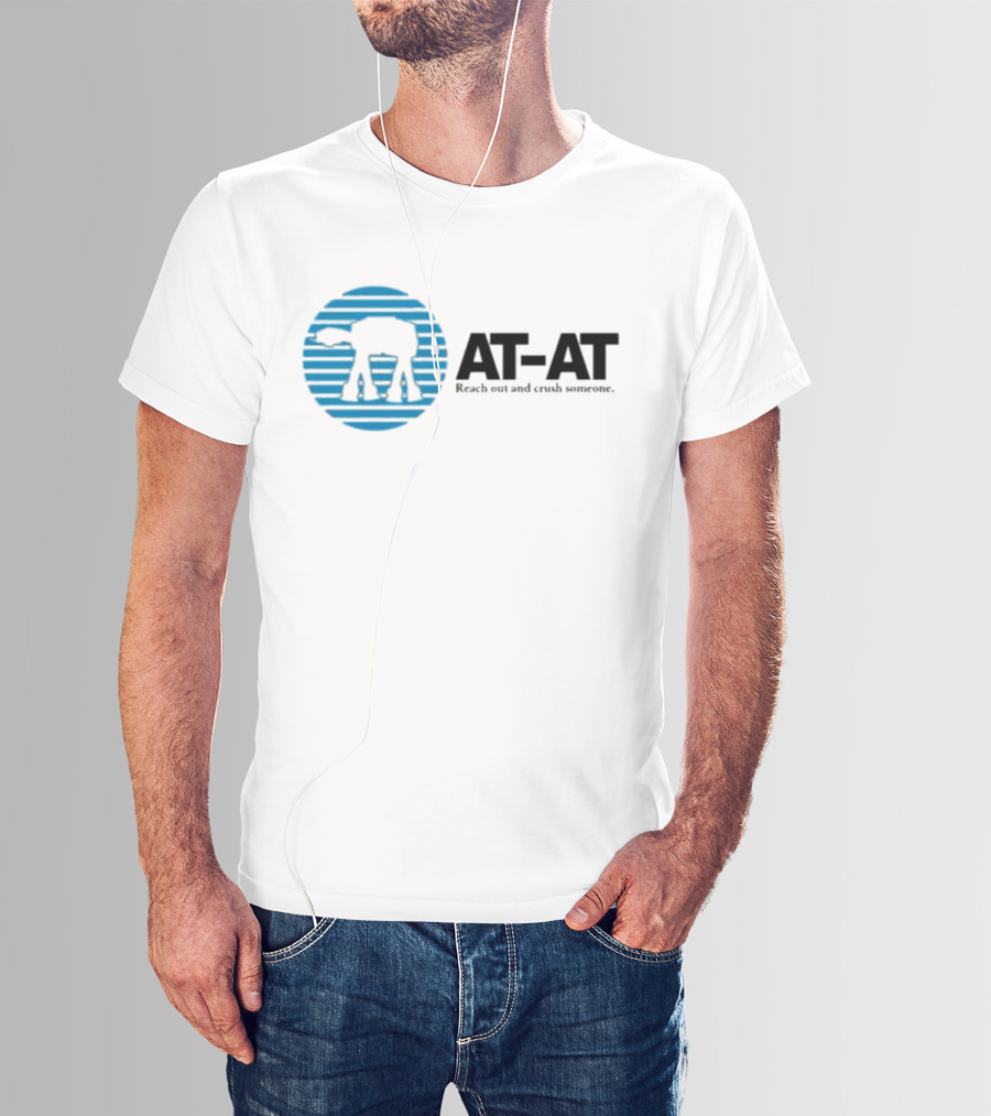 AT-AT Reach Out And Crush Someone Retro Circle Motif T-Shirt