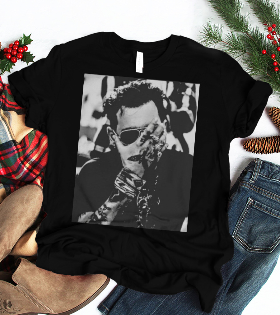 Johnny Depp Black And White Tattoo Style Photo T-Shirt