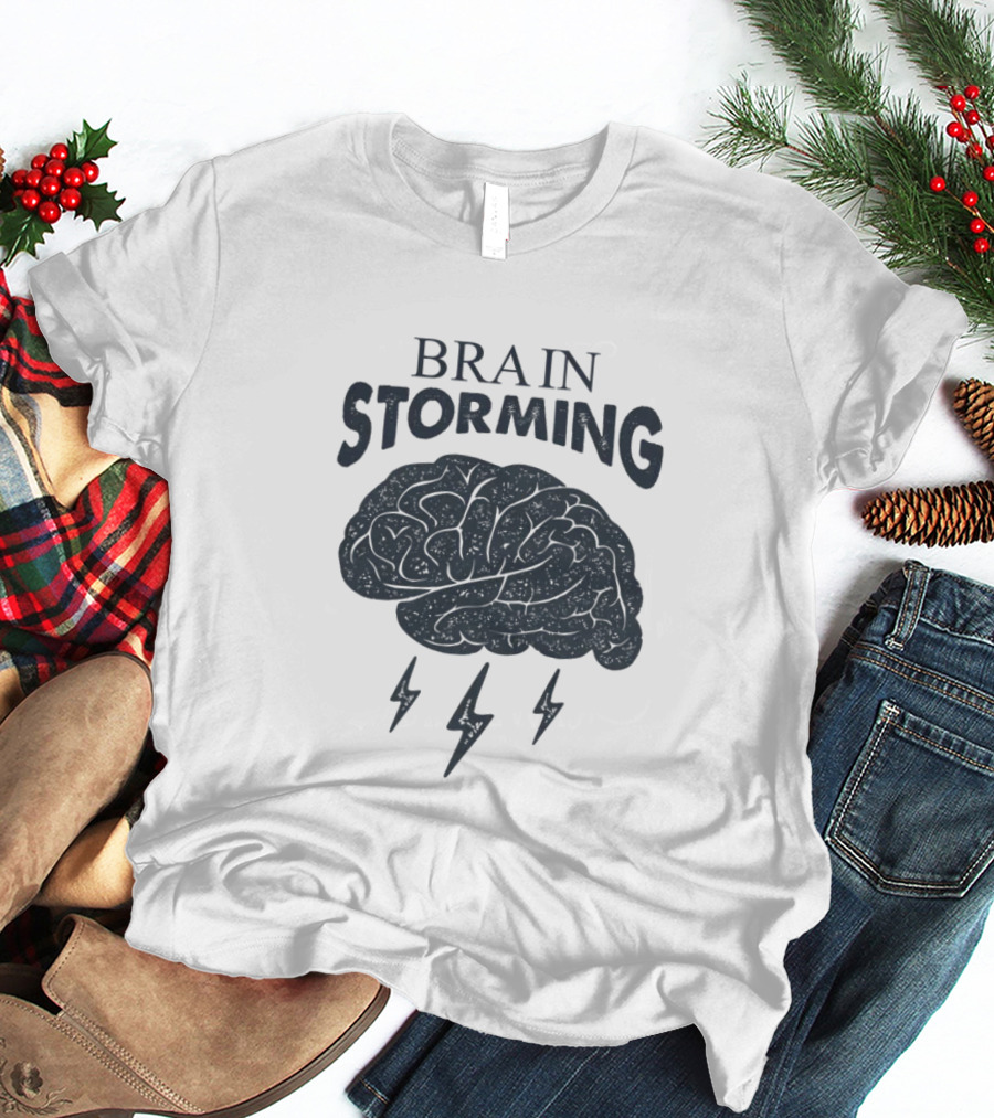 BRAIN STORMING Brain With Lightning Bolts T-Shirt