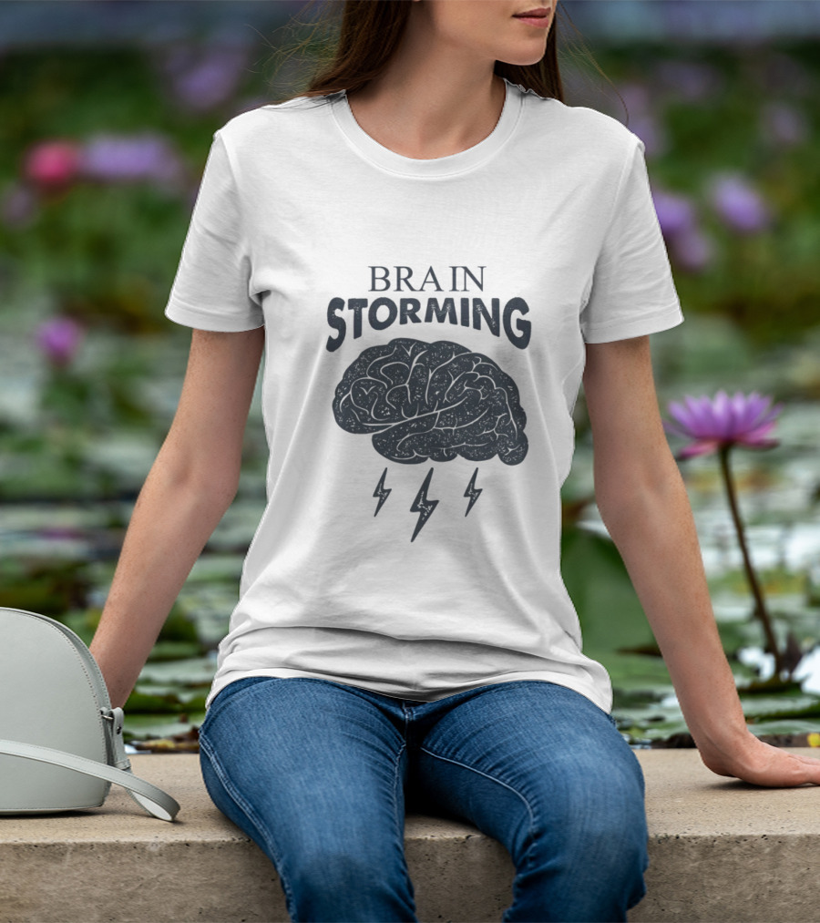 BRAIN STORMING Brain With Lightning Bolts T-Shirt
