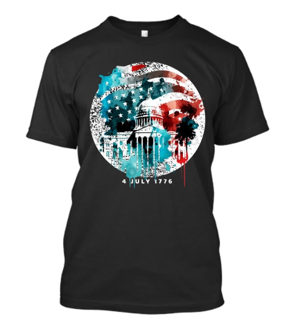 4 July 1776 American Flag Capitol Building Patriotic T-Shirt