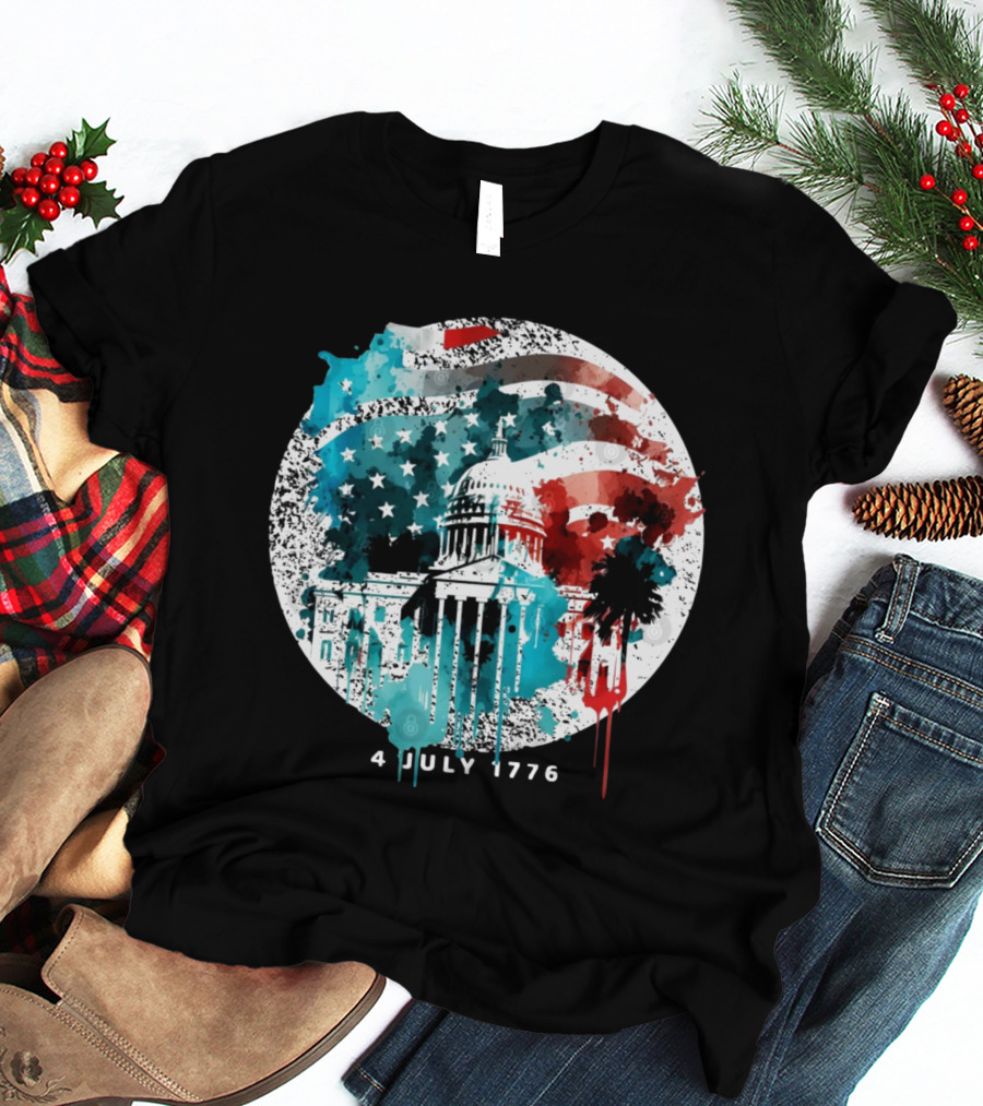 4 July 1776 American Flag Capitol Building Patriotic T-Shirt