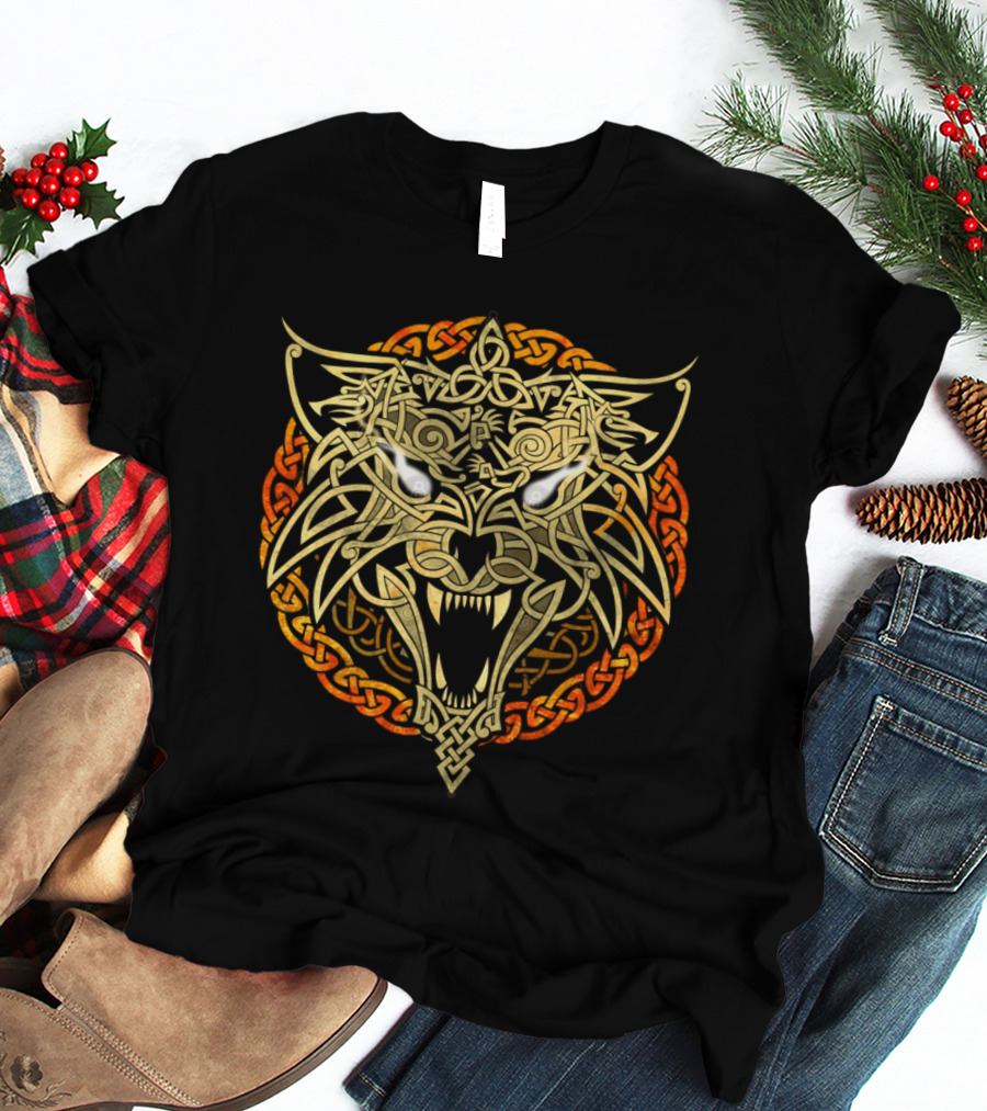 Wolf Fenrir Celtic Knotwork Intricate Symbolism T-Shirt