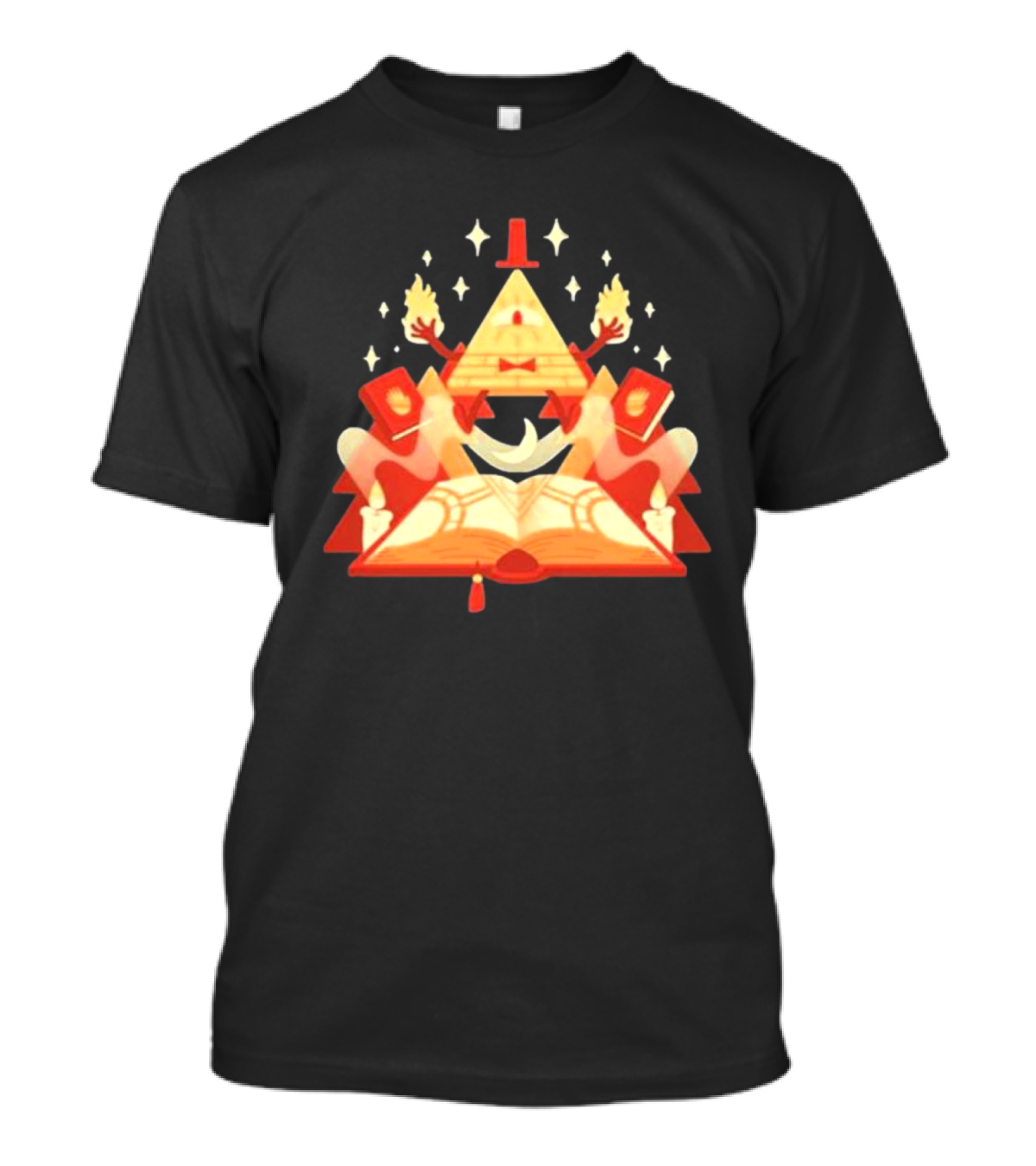 Bill Cipher Reding Book Gravity Falls Mystical Pyramid T-Shirt