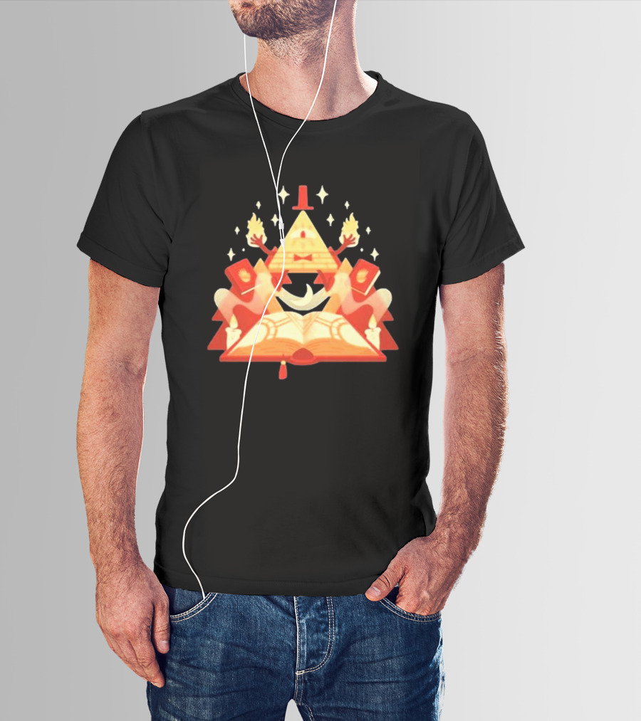 Bill Cipher Reding Book Gravity Falls Mystical Pyramid T-Shirt