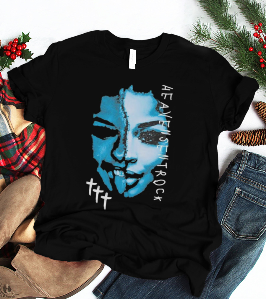 HEAVENSENTROCK Face Blue Art With Cross Symbols T-Shirt