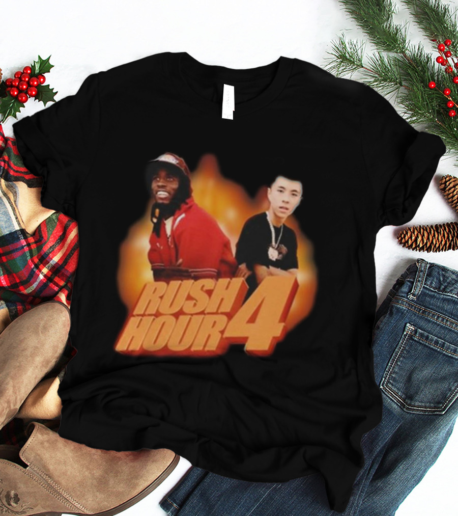 Rush Hour 4 Comedy Duo Flame Background T-Shirt
