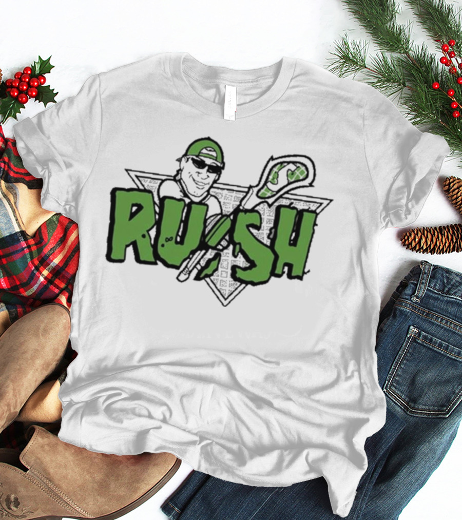 RUSH Lacrosse Player Logo Green And Black T-Shirt
