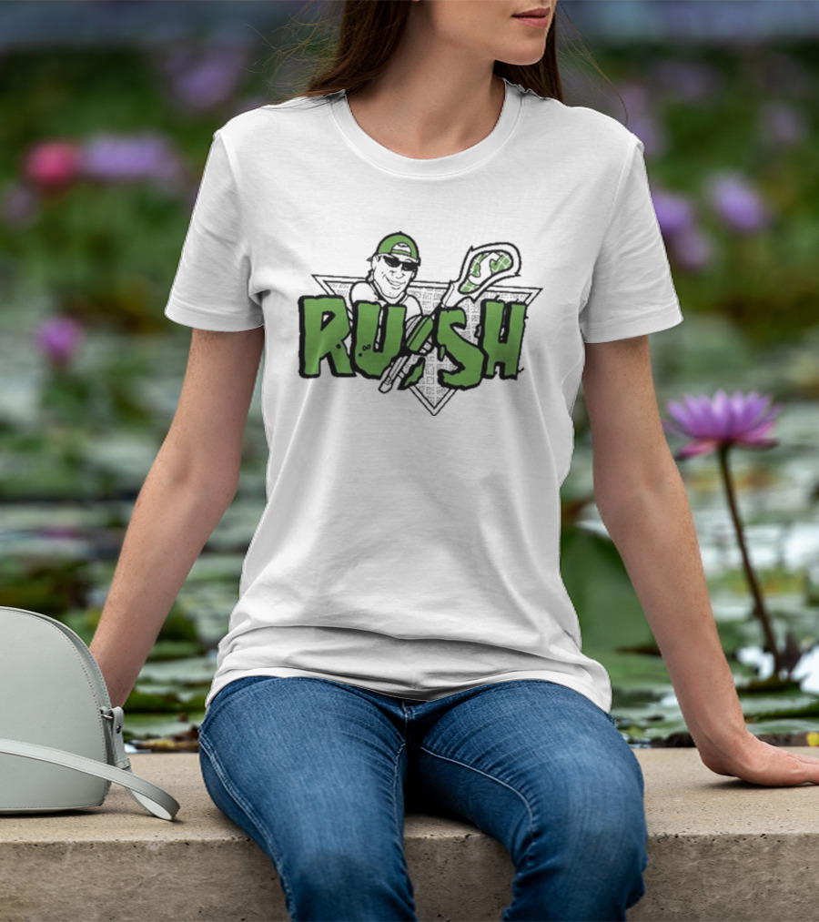 RUSH Lacrosse Player Logo Green And Black T-Shirt