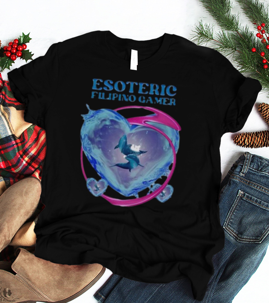 ESOTERIC FILIPINO GAMER Heart With Dolphins In Oceanic Sphere T-Shirt