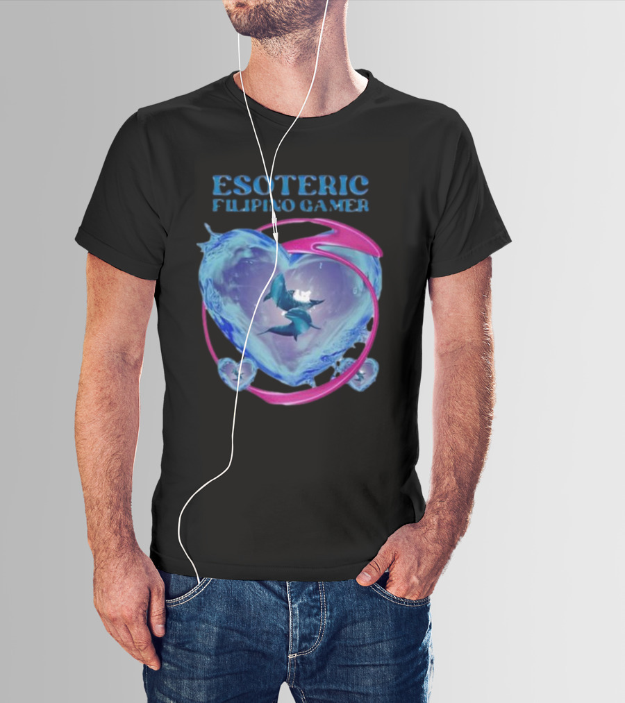 ESOTERIC FILIPINO GAMER Heart With Dolphins In Oceanic Sphere T-Shirt