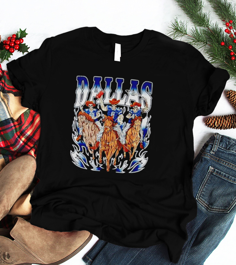 Dallas Cowboys Skeleton Horseback Riders Halloween T-Shirt