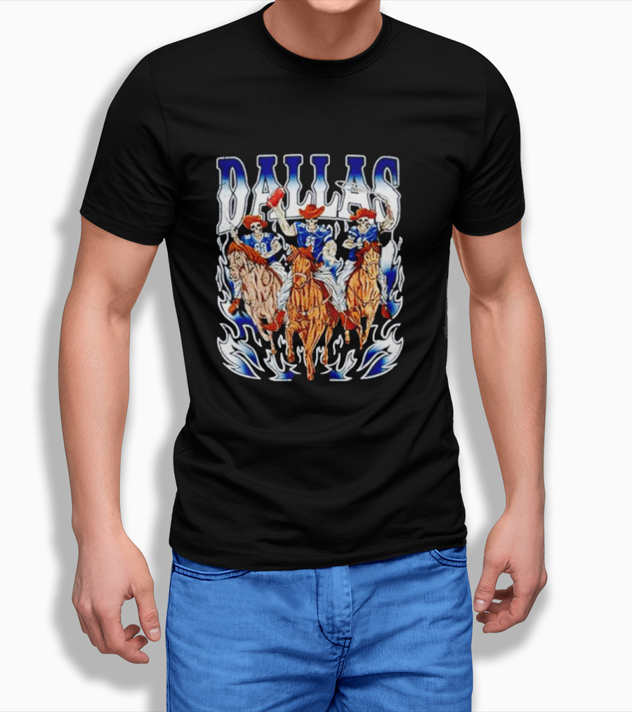 Dallas Cowboys Skeleton Horseback Riders Halloween T-Shirt