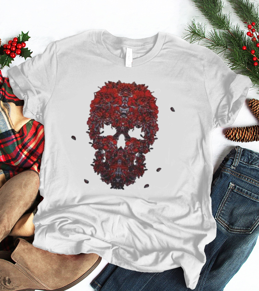 Kai Wachi Red Floral Skull T-Shirt