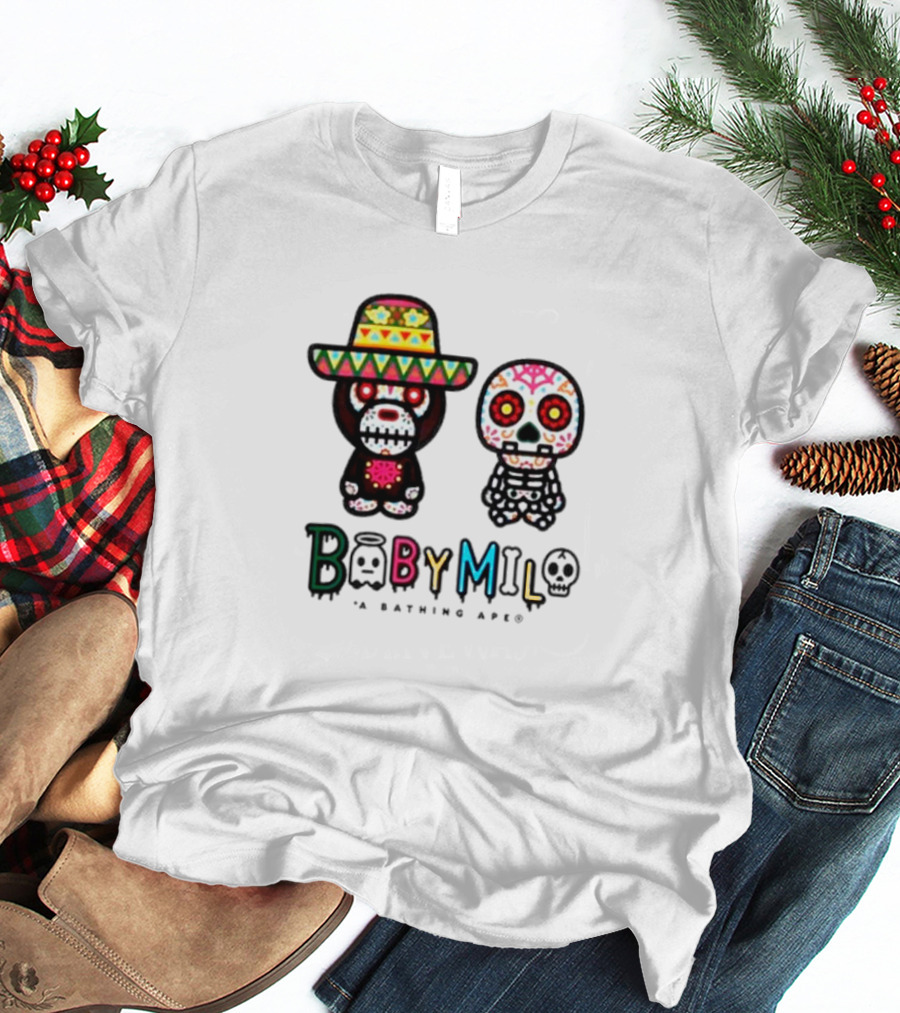 BABY MILO A BATHING APE HALLOWEEN Día De Muertos Skeletons T-Shirt