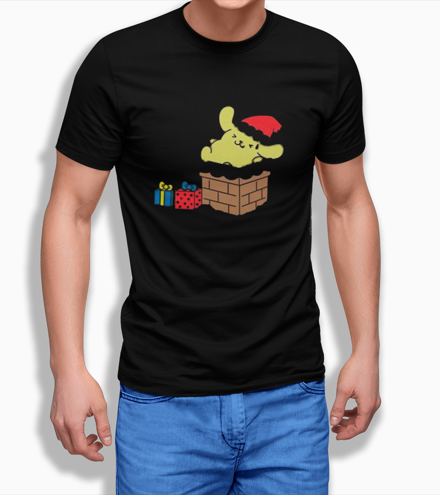 Pompompurin Christmas Chimney With Santa Hat And Presents T-Shirt