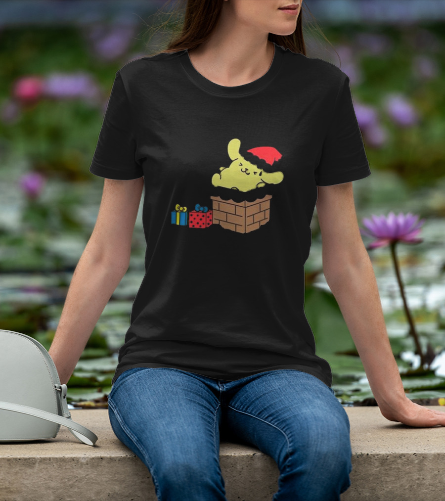 Pompompurin Christmas Chimney With Santa Hat And Presents T-Shirt