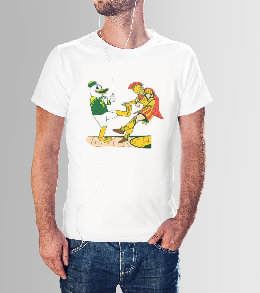 USC Trojans Versus Oregon Ducks Kick Scene T-Shirt