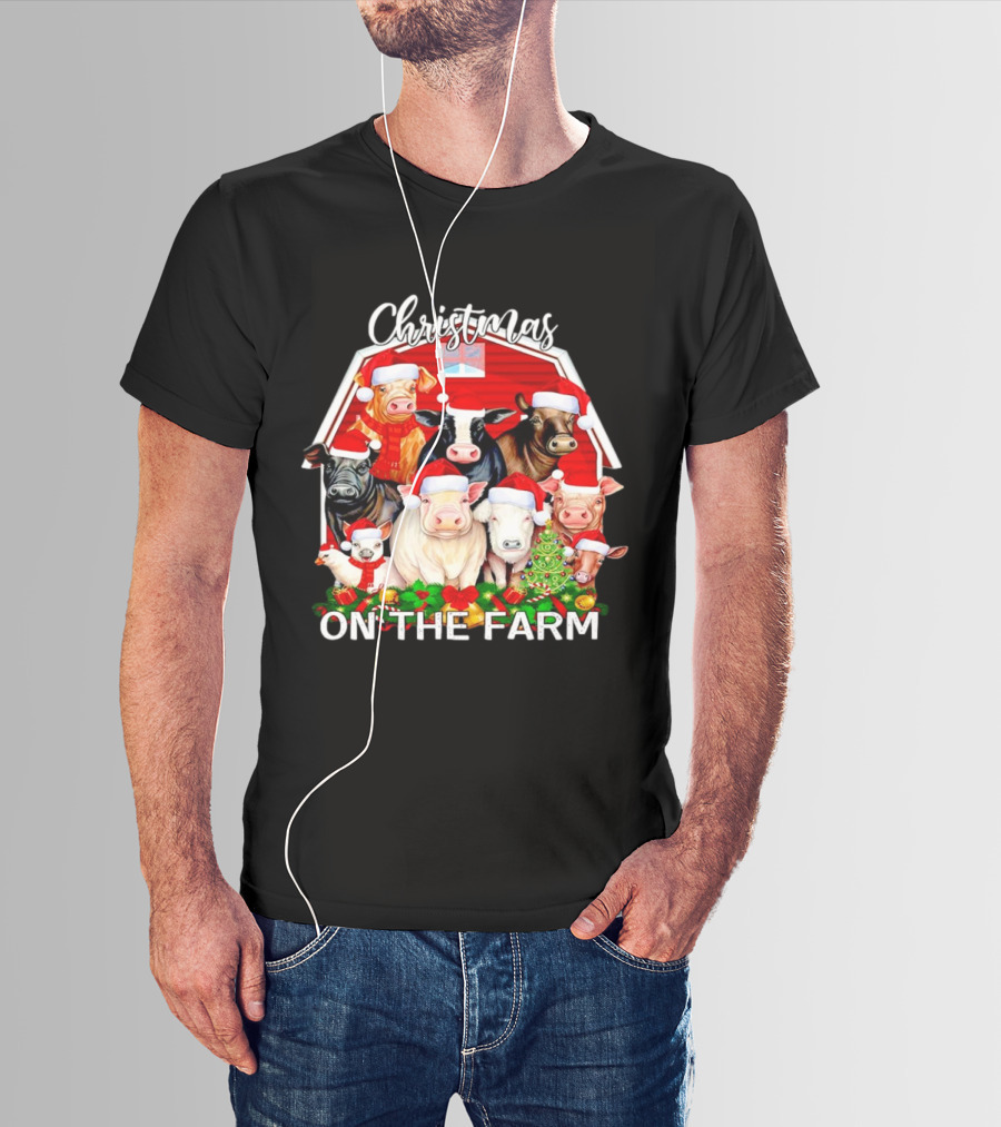 Christmas Animals Santa On The Farm T-Shirt