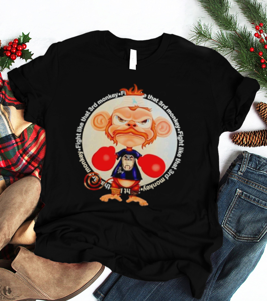 Fight Like That 3rd Monkey Angry Boxing Character With Red Gloves And Orange Hair T-Shirt