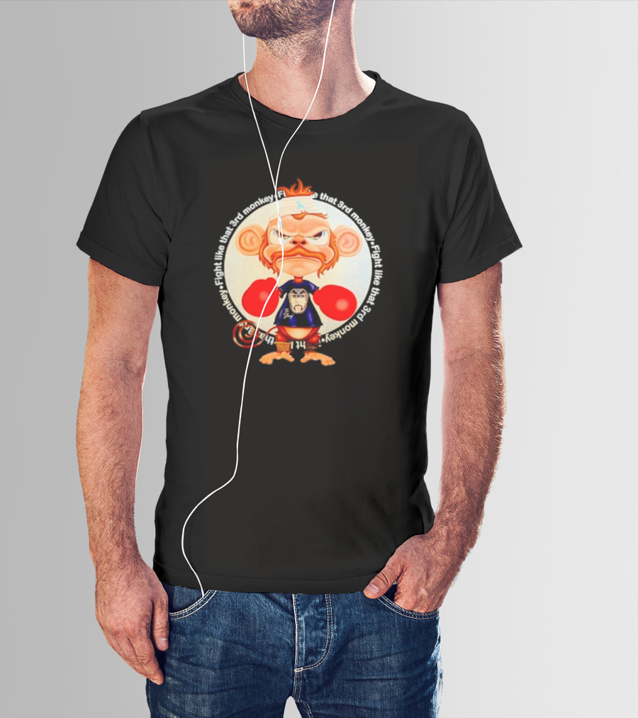 Fight Like That 3rd Monkey Angry Boxing Character With Red Gloves And Orange Hair T-Shirt