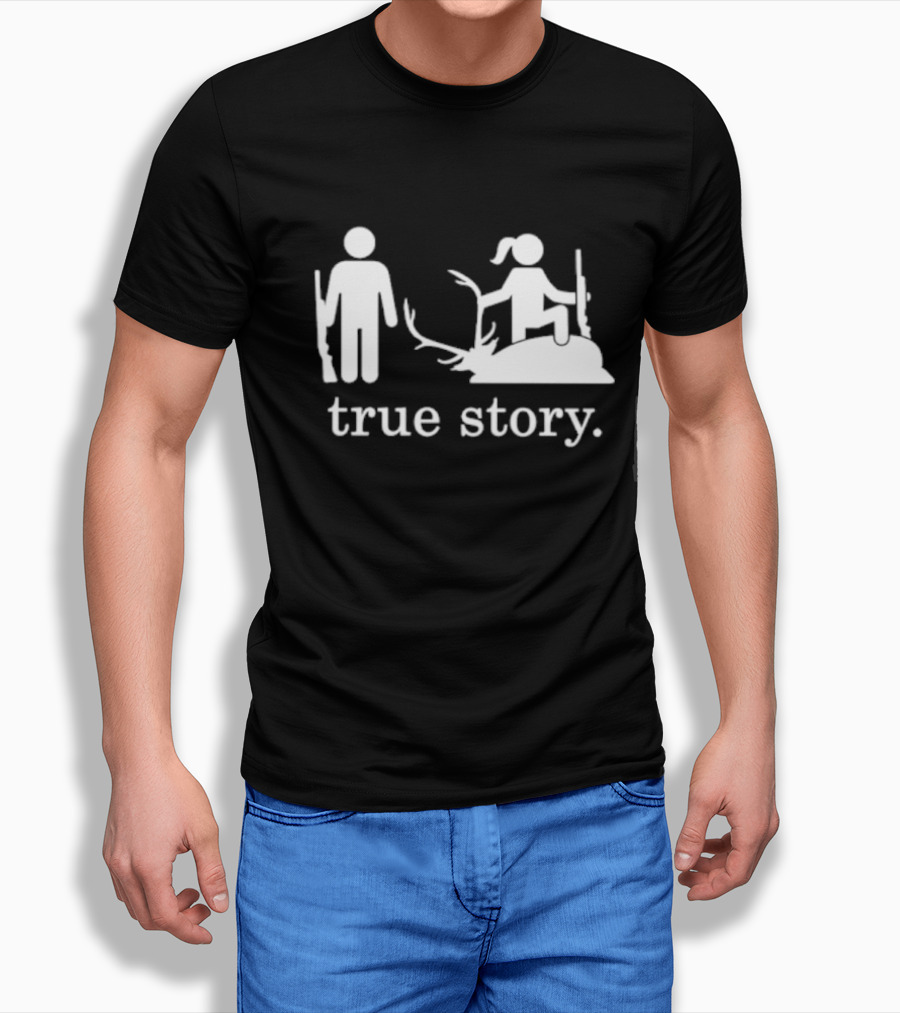 Hunting True Story Deer Silhouette With Rifle Icons T-Shirt