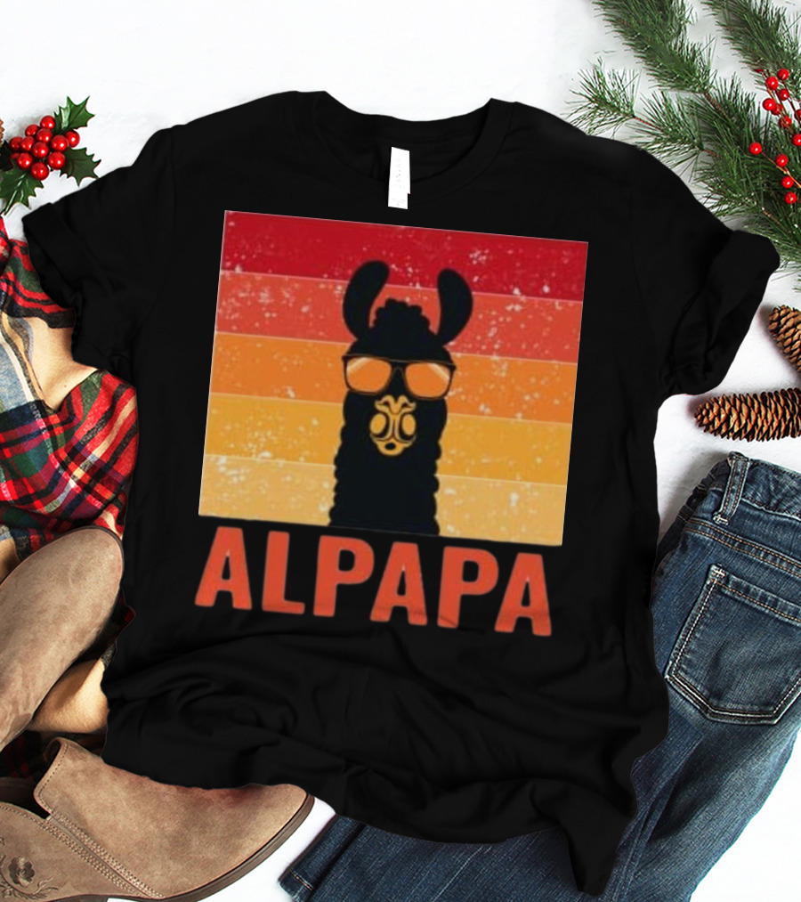 Alpapa Llamafathers Day Vintage Groovy T-Shirt
